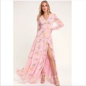Lulus Loving You Blush Pink Floral Maxi Dress Small